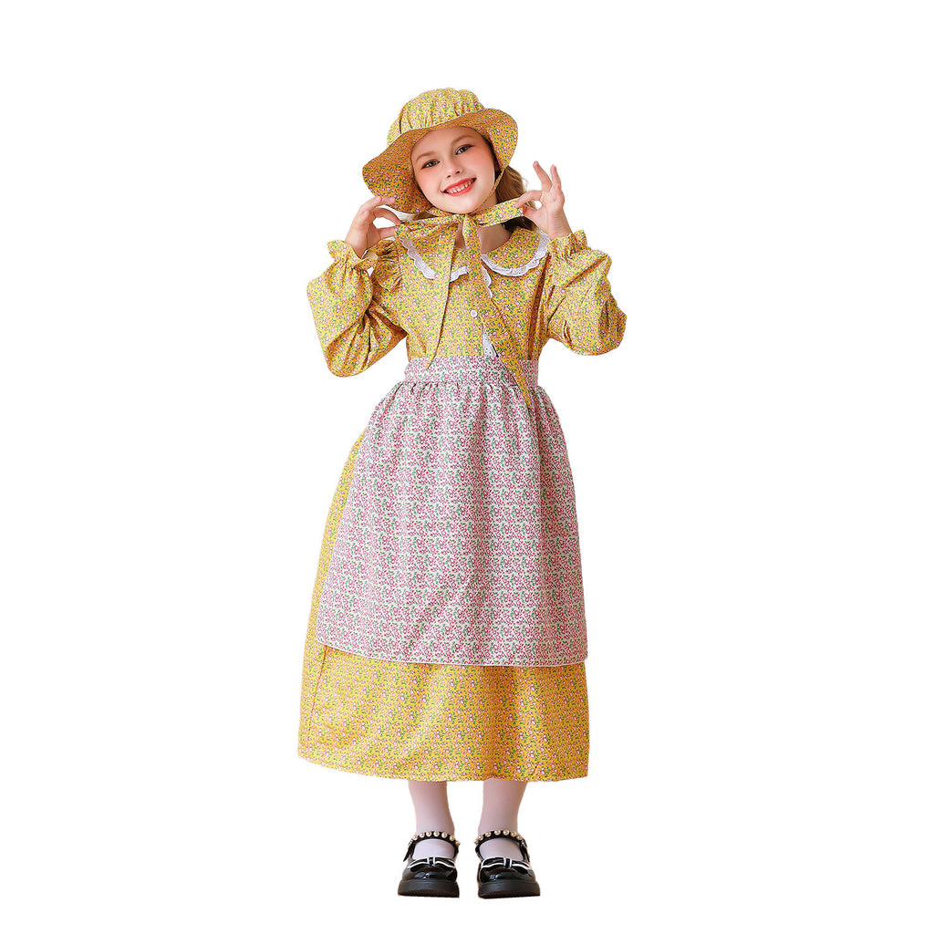 Colonial Girl Children's Clothing Prairie Pioneer Kids Dress Rustic Manor Maid Dress