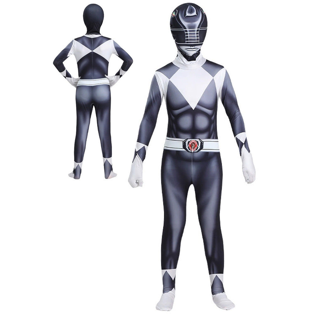 Dino Team Bodysuit Cosplay Costume Full Coverage Elastic Printed Suit Halloween Stage Performance Outfit