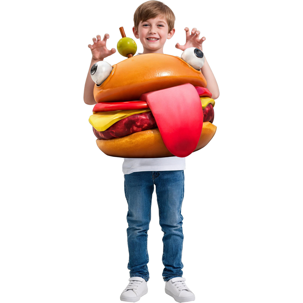 Fortnite Big Eyes Burger Cosplay Costume Cartoon Hamburger Sponge Suit Halloween Food Theme Event Parade Costume