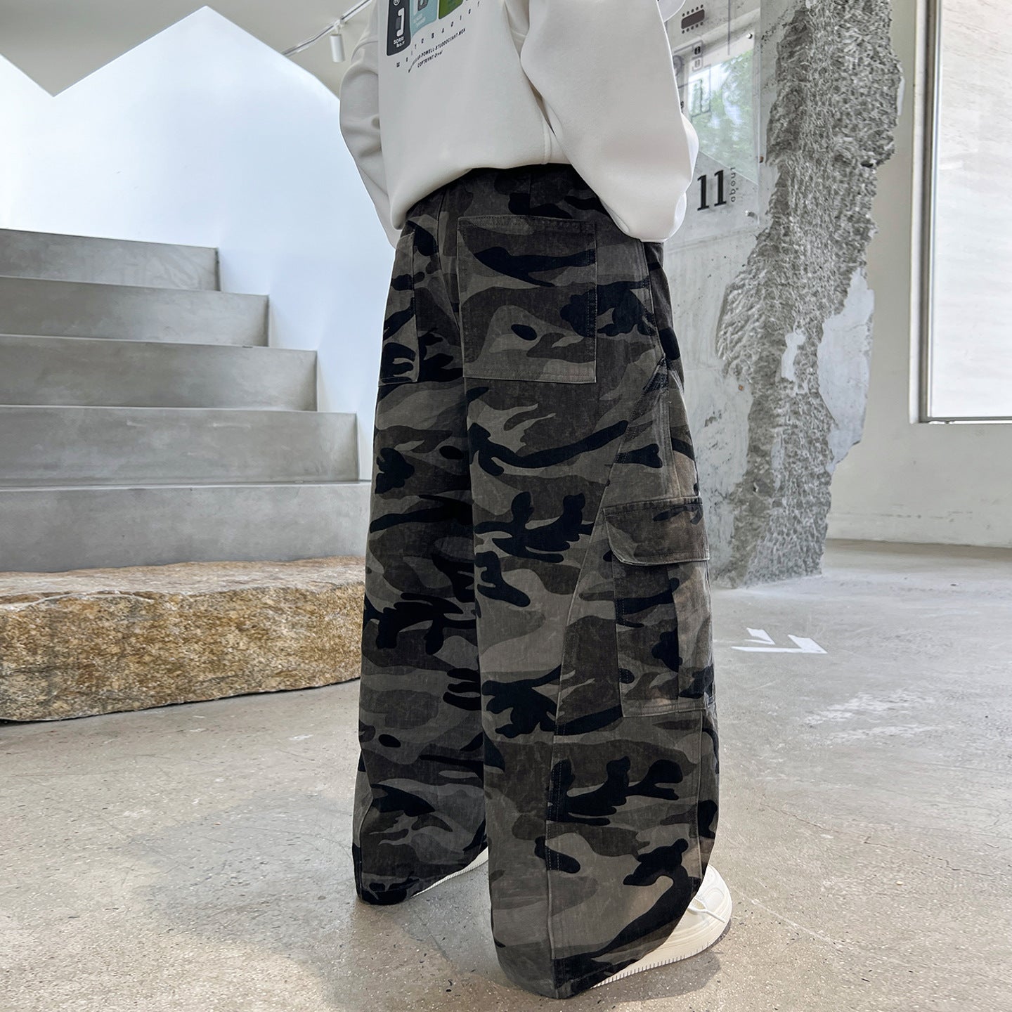 Boy's Camouflage Cargo Pants  Kids Big Kids Junior High School Students Straight Loose Boys Casual Long Pants