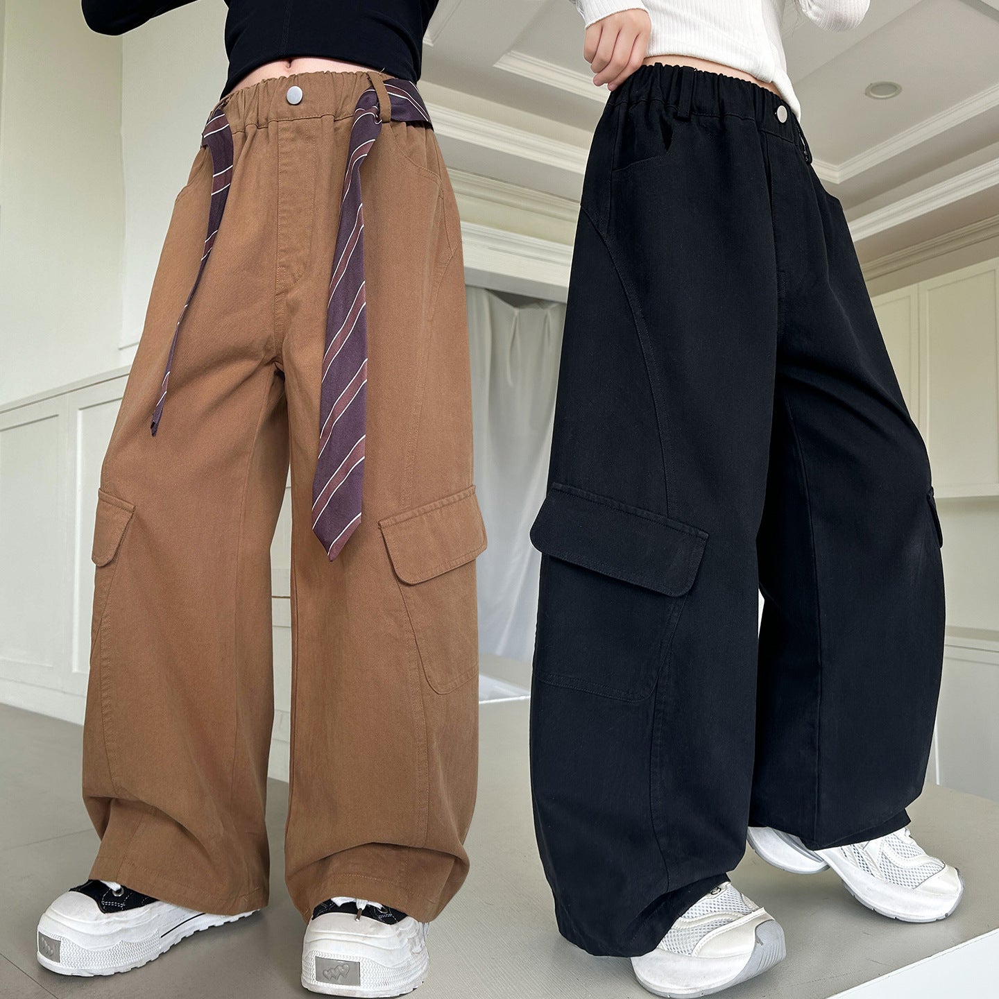 Girls' Cargo Pants Stylish Straight Leg Cargo Pants
