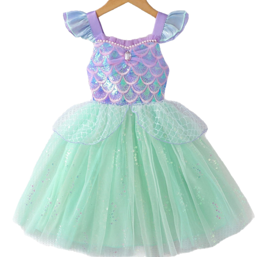 Girls' Sleeveless Mesh Dress with Sequins, Sweet Summer Princess Dress for Kids