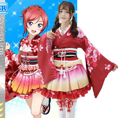 All Members LoveLive Summer Festival Yukata Kimono Modified Short Style Gokuraku Joudo Dance Cosplay Daily Wear Clothing