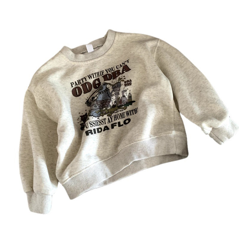 Children's long sleeved baby top casual cartoon printed T-shirt
