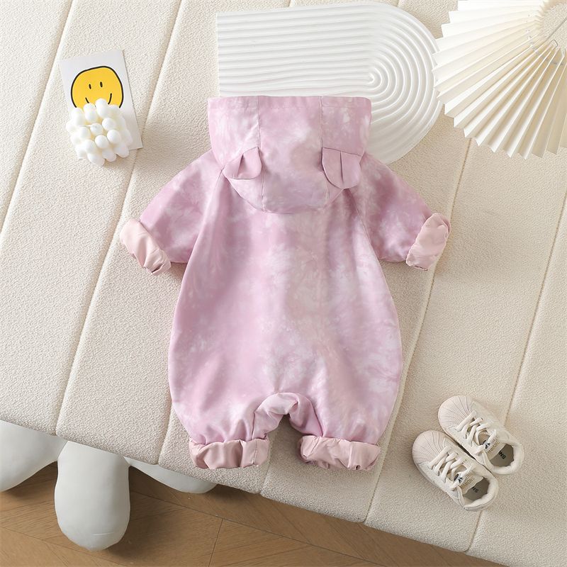 Baby Overall Windproof Jacket, Cute Cartoon Stylish Cargo Jacket
