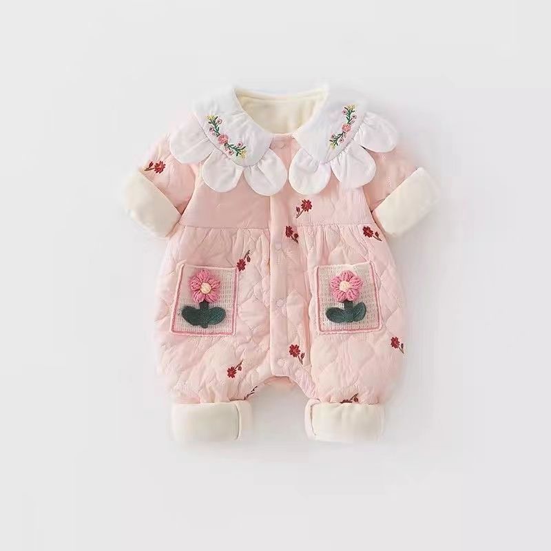 Bodysuit Newborn Thin Cotton Baby Girl Princess Stylish 1st Birthday Warm Outerwear Set