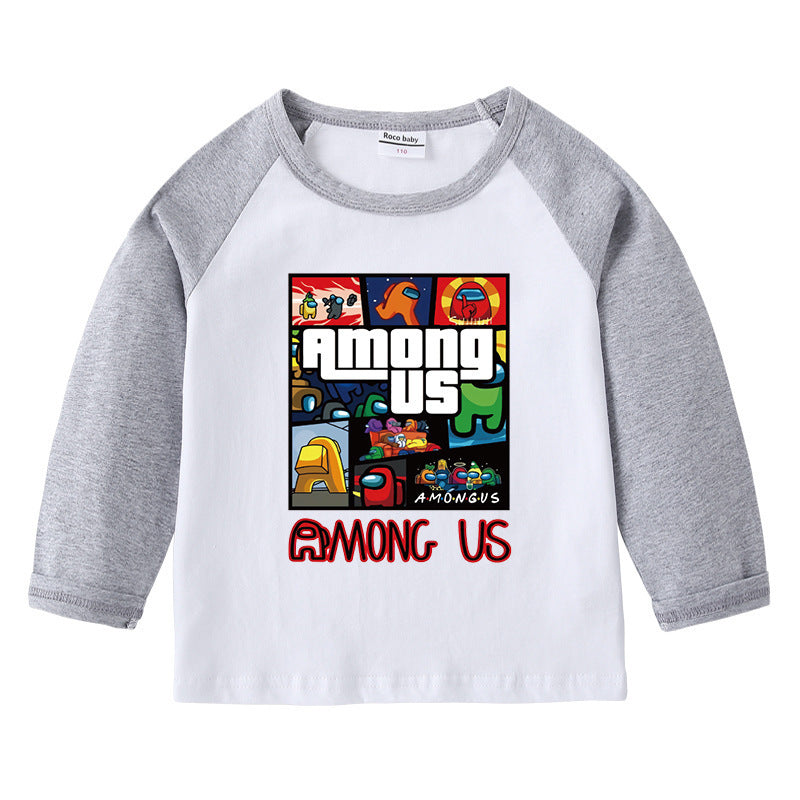 Children's T-shirt with round neck cartoon long sleeves