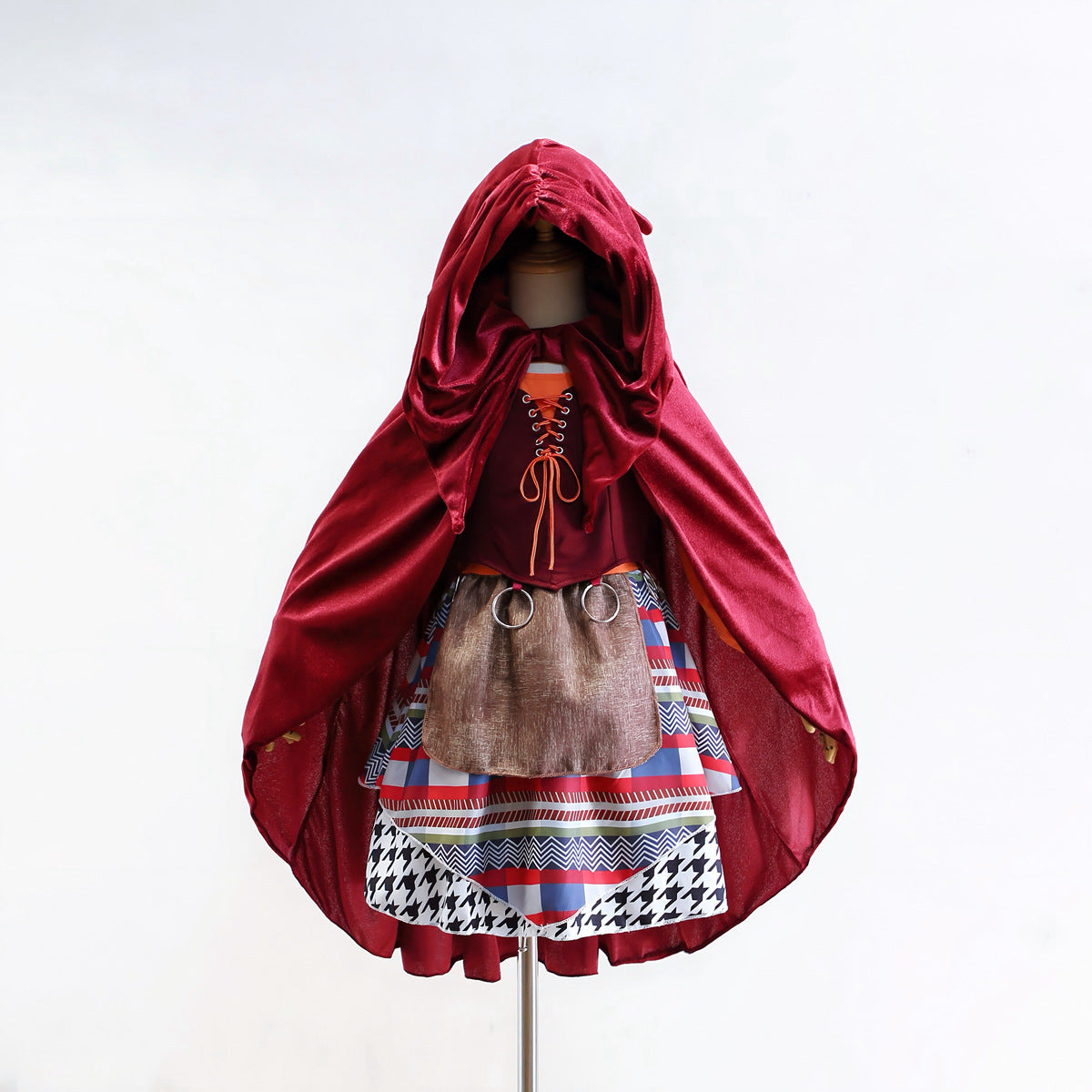 Witchy Style Halloween Children's Costume Performance Dress Medieval Cosplay Little Red Riding Hood Cloak Cape Dress