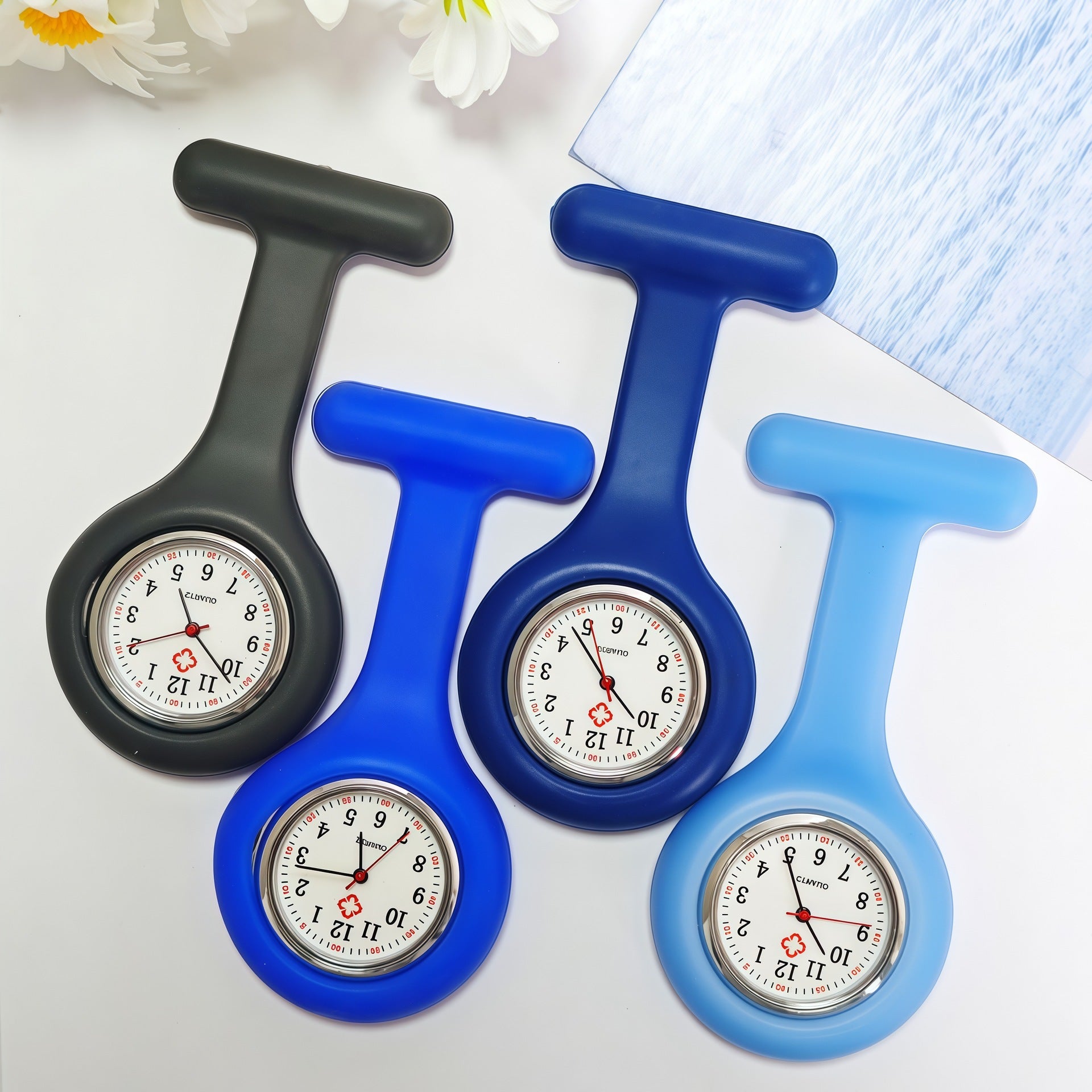Colorful Silicone Nurse Solid Color Student Exam Pocket Watch Simple Chest Watch Round