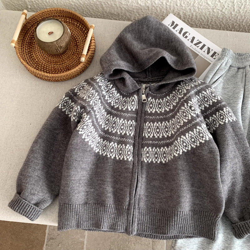 Children's knitted cardigan jacket for autumn and winter