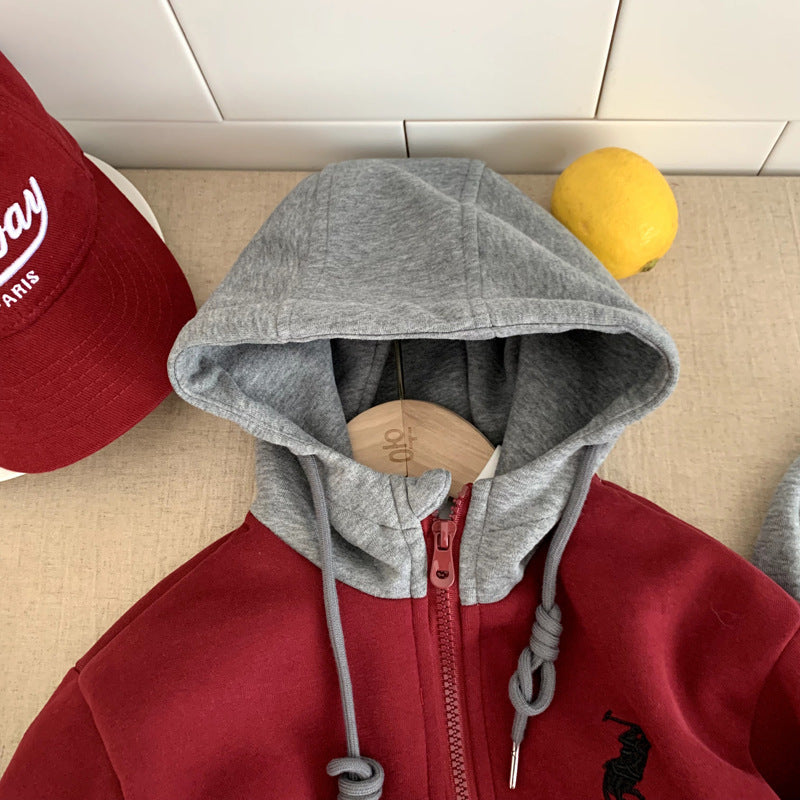 Hooded embroidered hoodie and sweatpants casual two-piece set