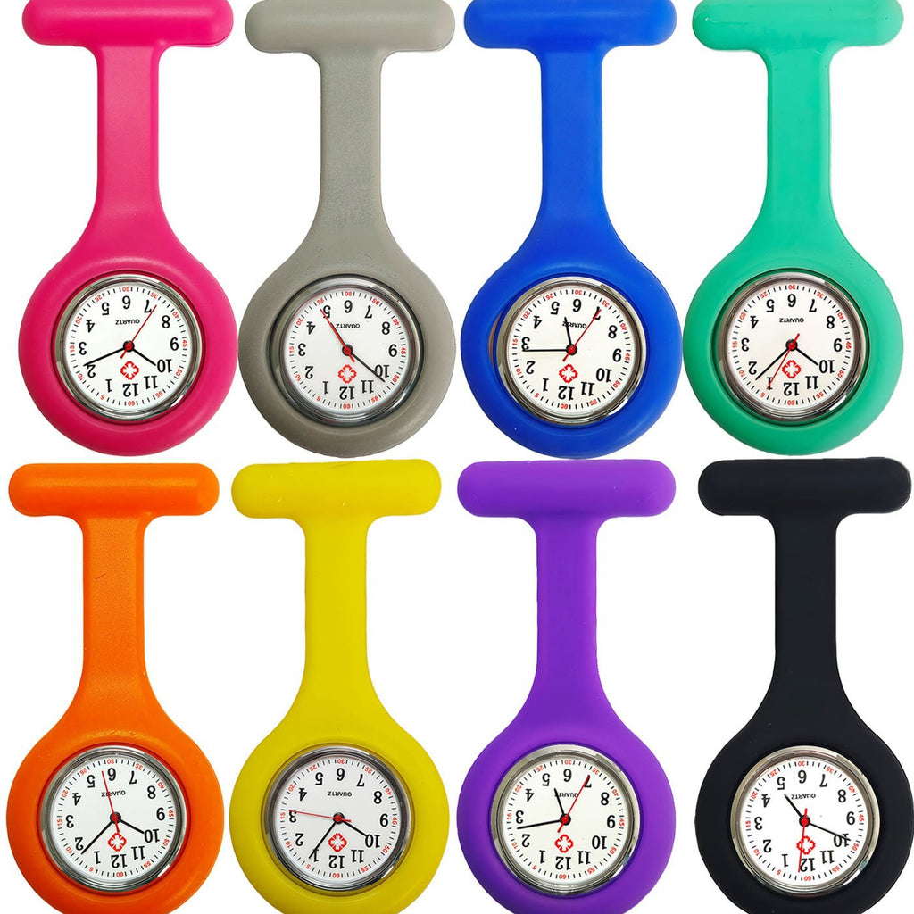 Colorful Silicone Nurse Solid Color Student Exam Pocket Watch Simple Chest Watch Round
