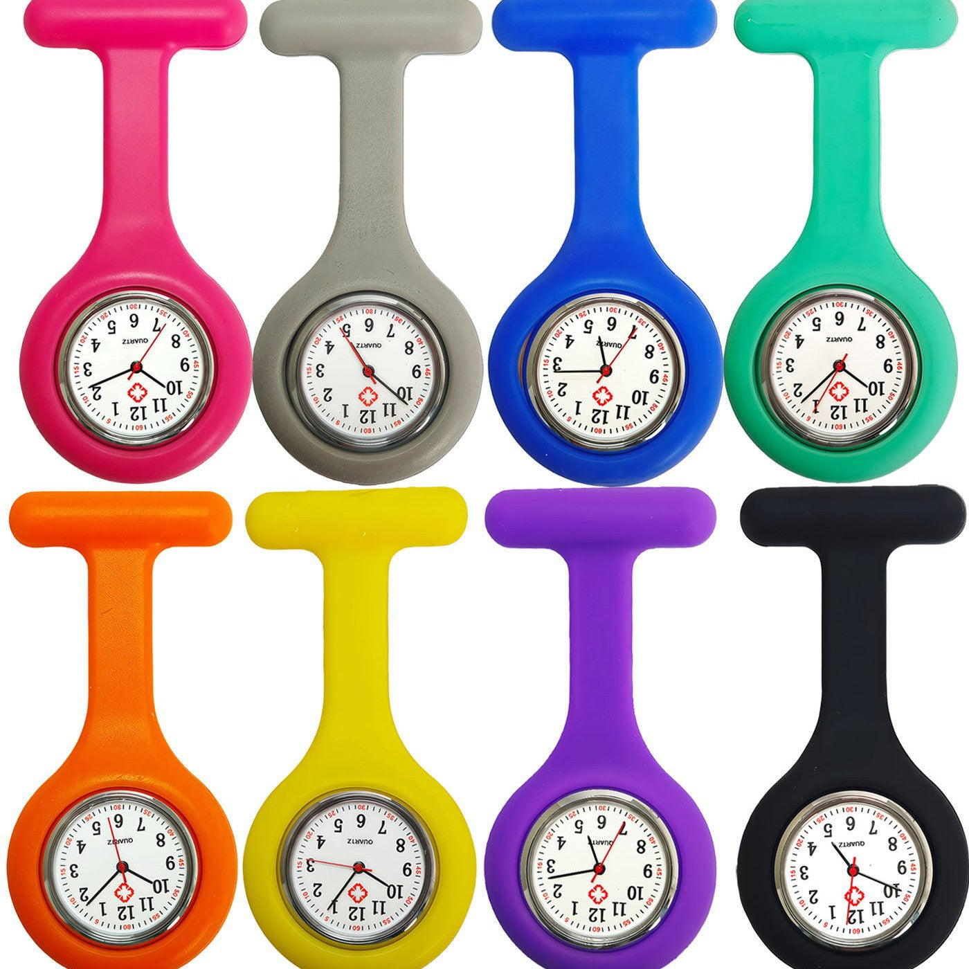 Colorful Silicone Nurse Solid Color Student Exam Pocket Watch Simple Chest Watch Round