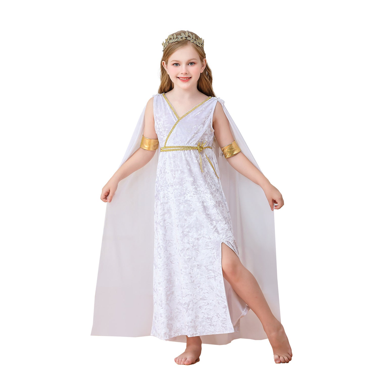 Halloween Children's Costume Greek Mythology Athena Ancient Roman Girl Toga Gown Dress Performance Outfit
