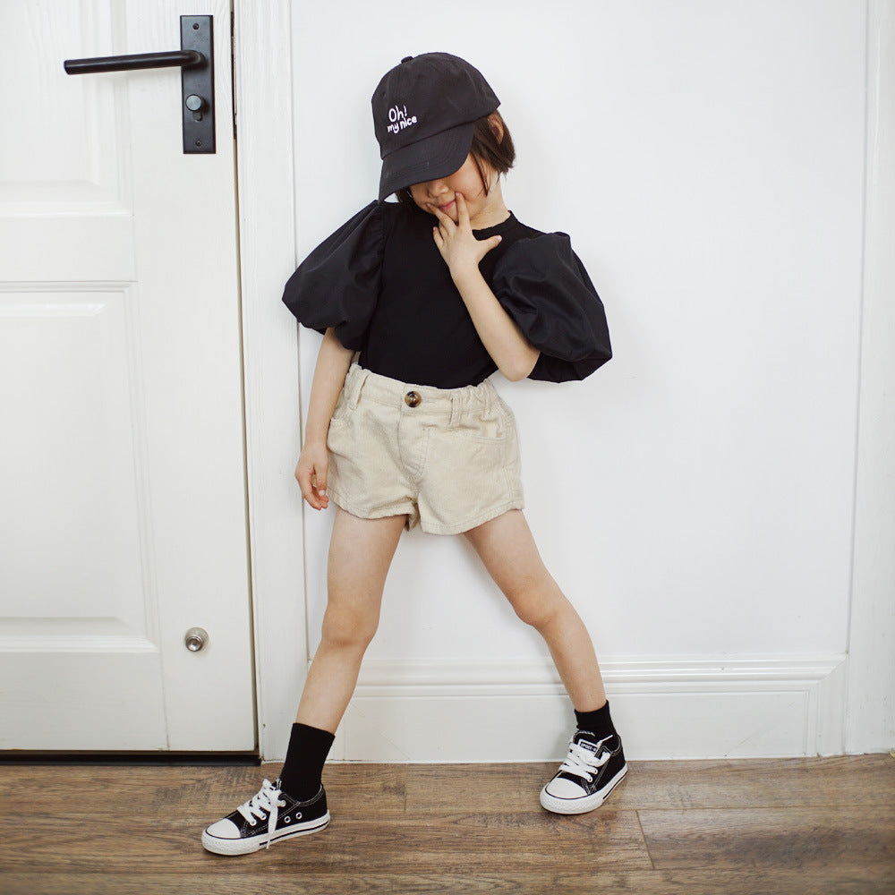 Girls Lantern Sleeve T-Shirt Dress Kids Sweet and Cool Knit Top
