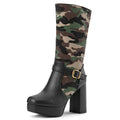 Botas Punk Camuflaje con Plataforma y Tacón Grueso – Mujer
