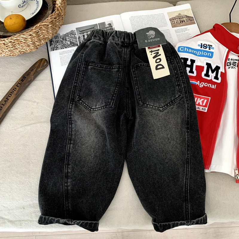 Autumn straight tube loose fitting children's autumn jeans