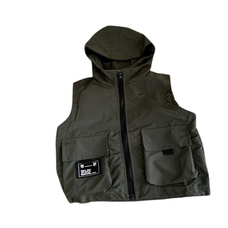 Children's workwear vest hooded jacket