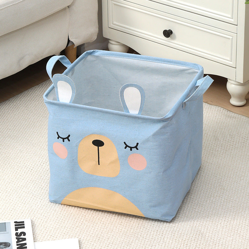 Fabric Cartoon Kids' Toy Storage Bin, Foldable Clothing Organizer & Laundry Hamper, Creative Living Room Storage Basket