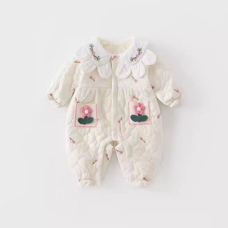 Bodysuit Newborn Thin Cotton Baby Girl Princess Stylish 1st Birthday Warm Outerwear Set
