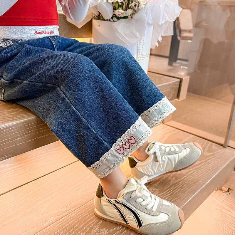 Children's Heart Lace Straight Leg Jeans