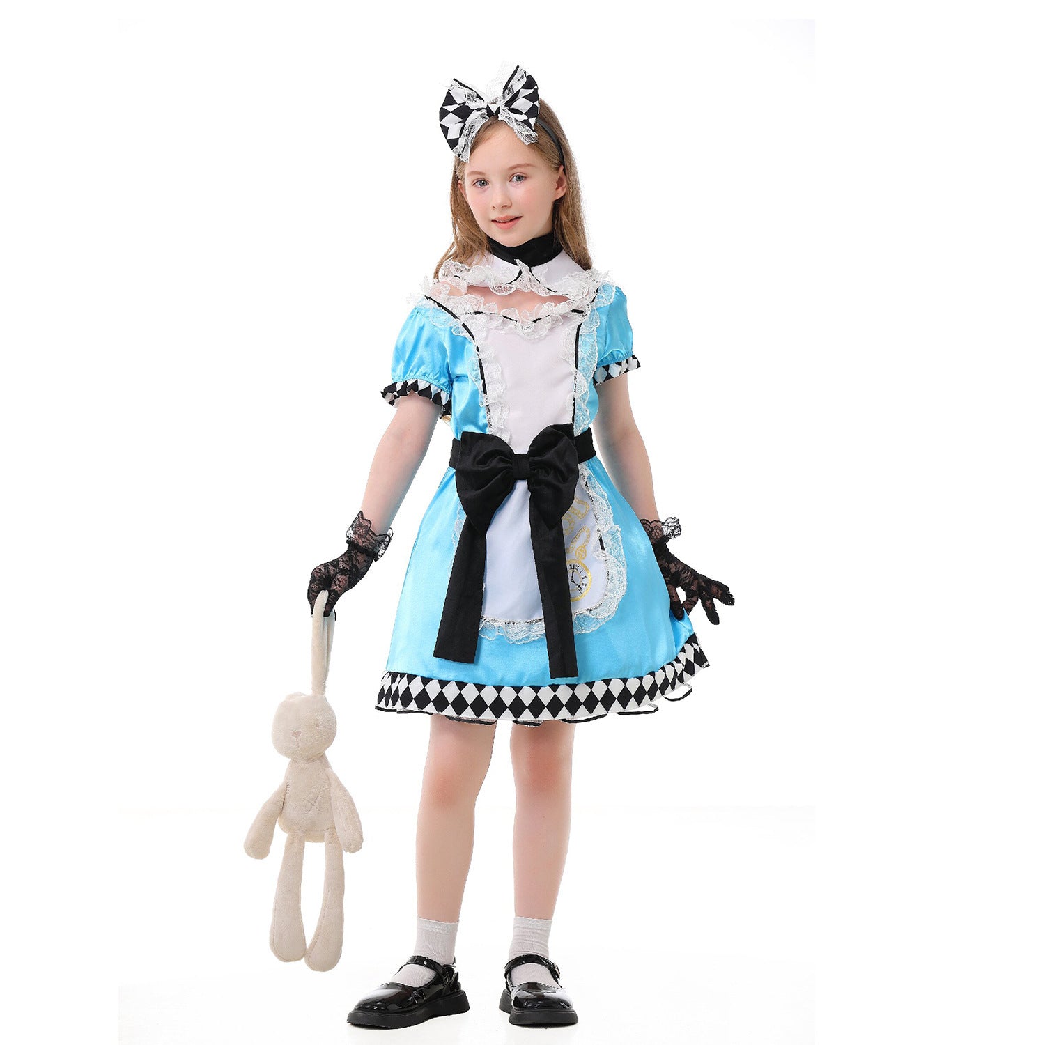 Alice in Wonderland Costume Cosplay Maid Dress for Kids - Sky Blue Lace Dress