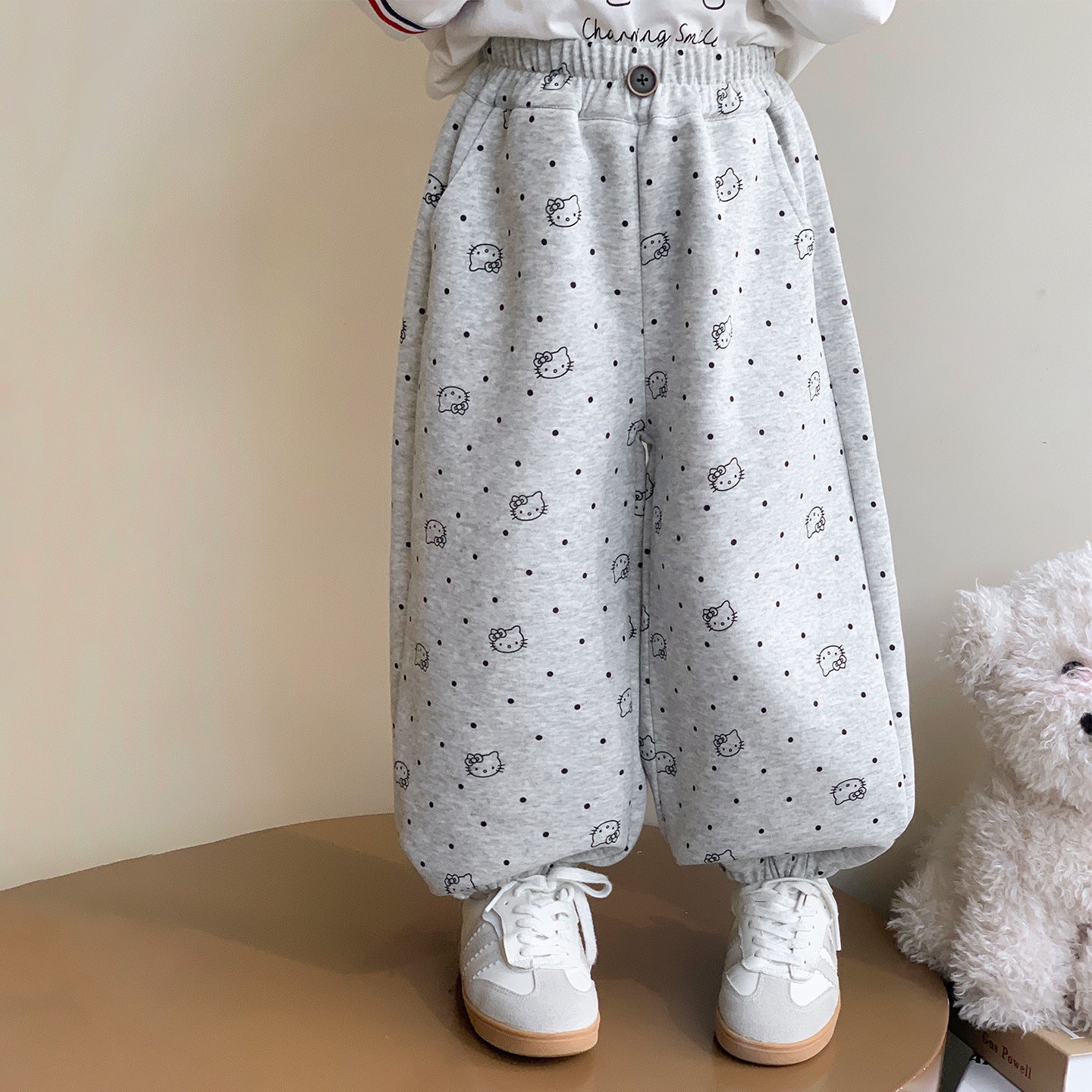 Cute Cartoon Cat Hooded Sweatpants for Girls