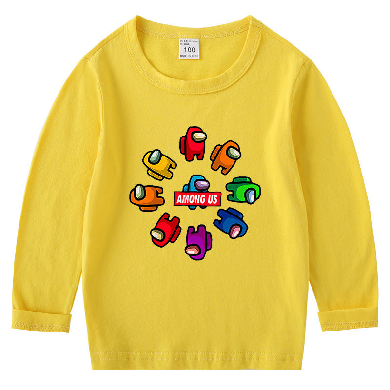 Children's cotton T-shirt with round neck and long sleeved base