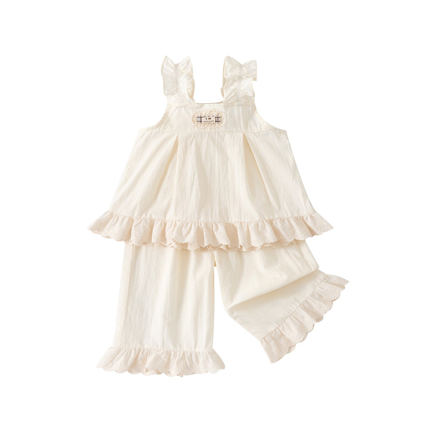 Lightweight Simple Ruffle Strap Top Set, Baby Casual Stylish Vest and Shorts Two-Piece Set
