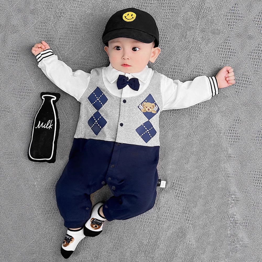 Baby Romper Cute Trendy Baby  Stylish Boy British Style Outing Crawling Suit Bodysuit