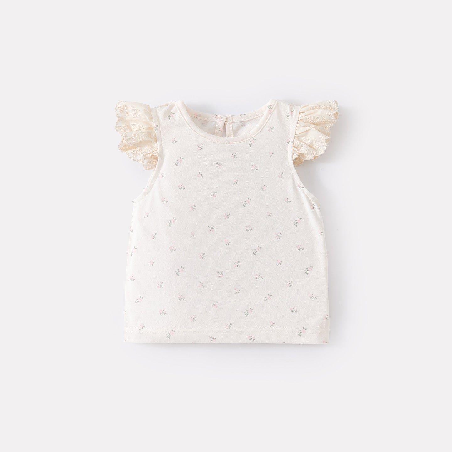 Infant Sweet Two-Piece Outfit with Fly Sleeves and Overall Design