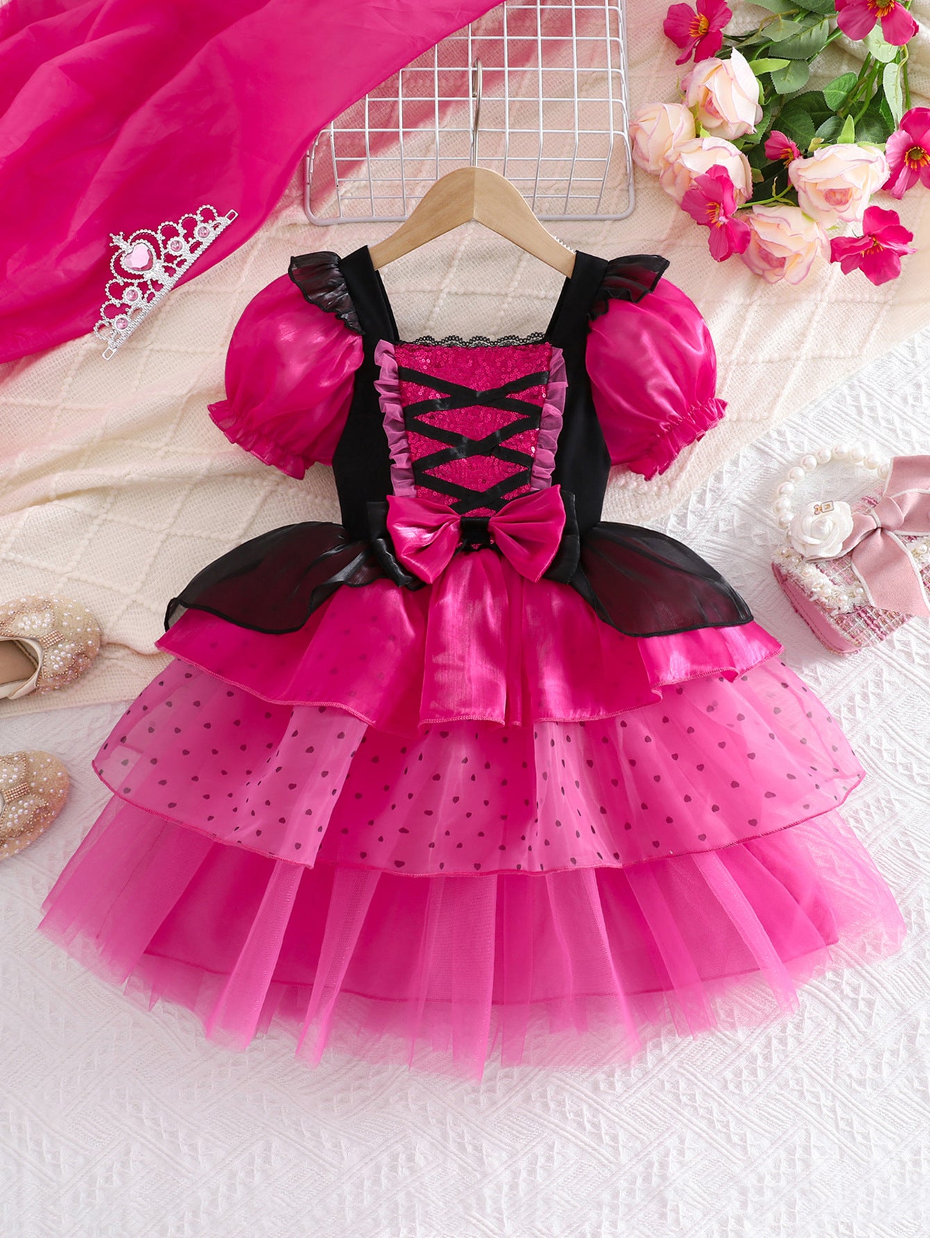 Lolita Dress for Girls Summer New Heart-shaped Purple Sweet and Cool Princess Formal Dress Halloween Dress