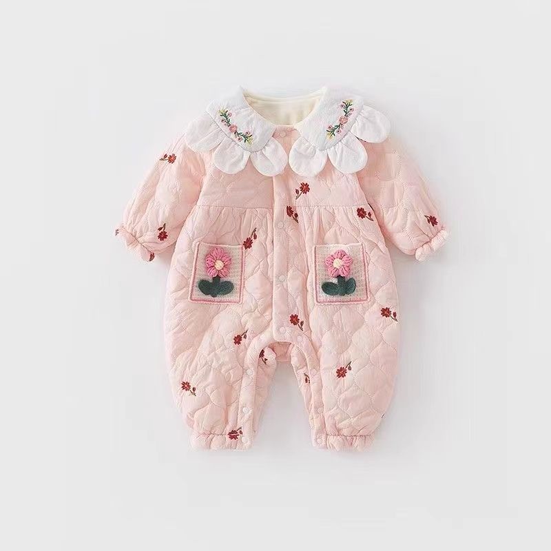 Bodysuit Newborn Thin Cotton Baby Girl Princess Stylish 1st Birthday Warm Outerwear Set