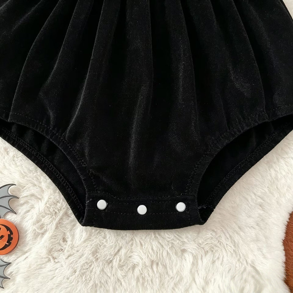 Baby Ghost Print Princess Romper Halloween Outfit for Newborns, Infant Bodysuit Crawling Clothes
