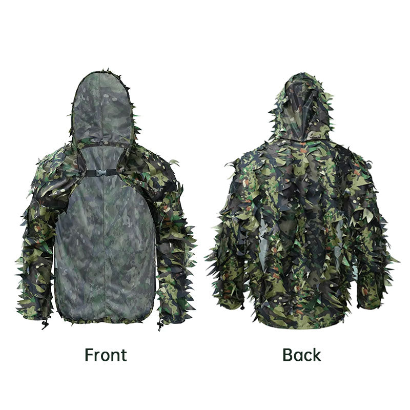 Tactical Ghillie Suit with Hat, Breathable 3D Leafy Sniper Cloak Coat for Hunting, Airsoft, Paintball, CS & Outdoor Wargame