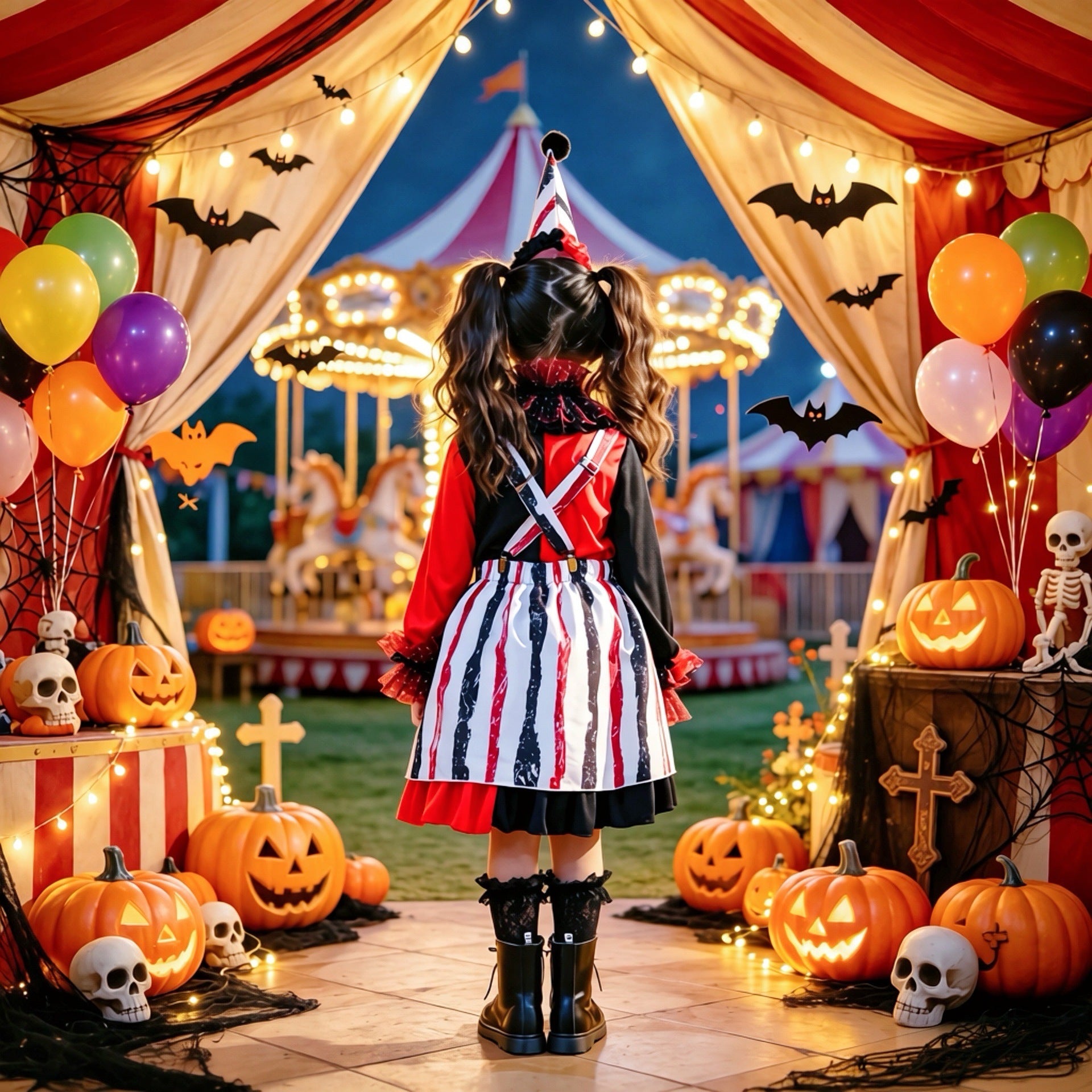 Halloween Children's Clown Costume Cosplay Vintage Party Outfit Stage Children's Drama Performance Dress
