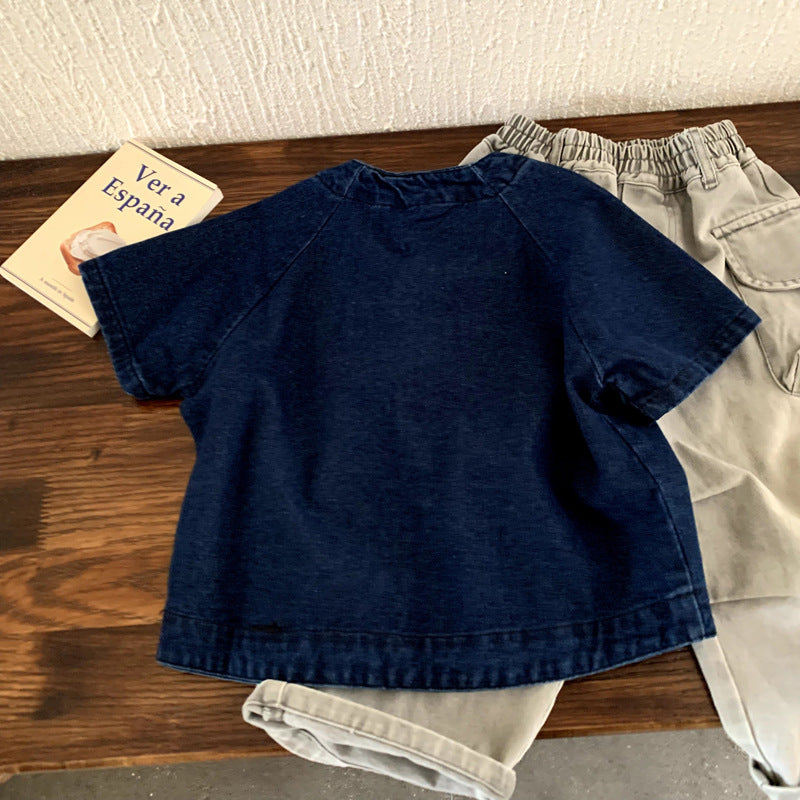 Autumn style mid sleeved vest jacket denim top