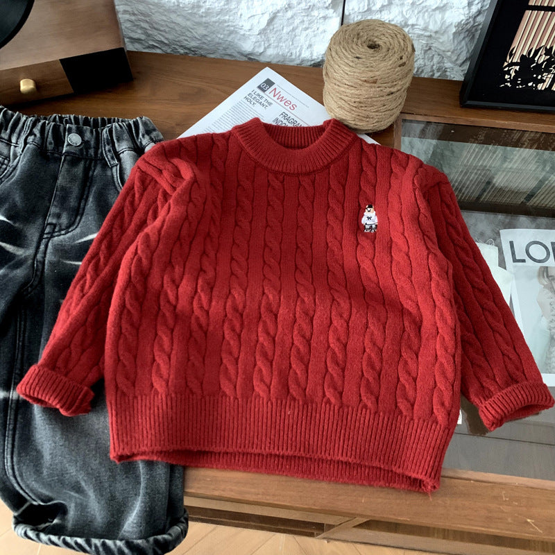 Half high neck knitted sweater for girls as a base layer