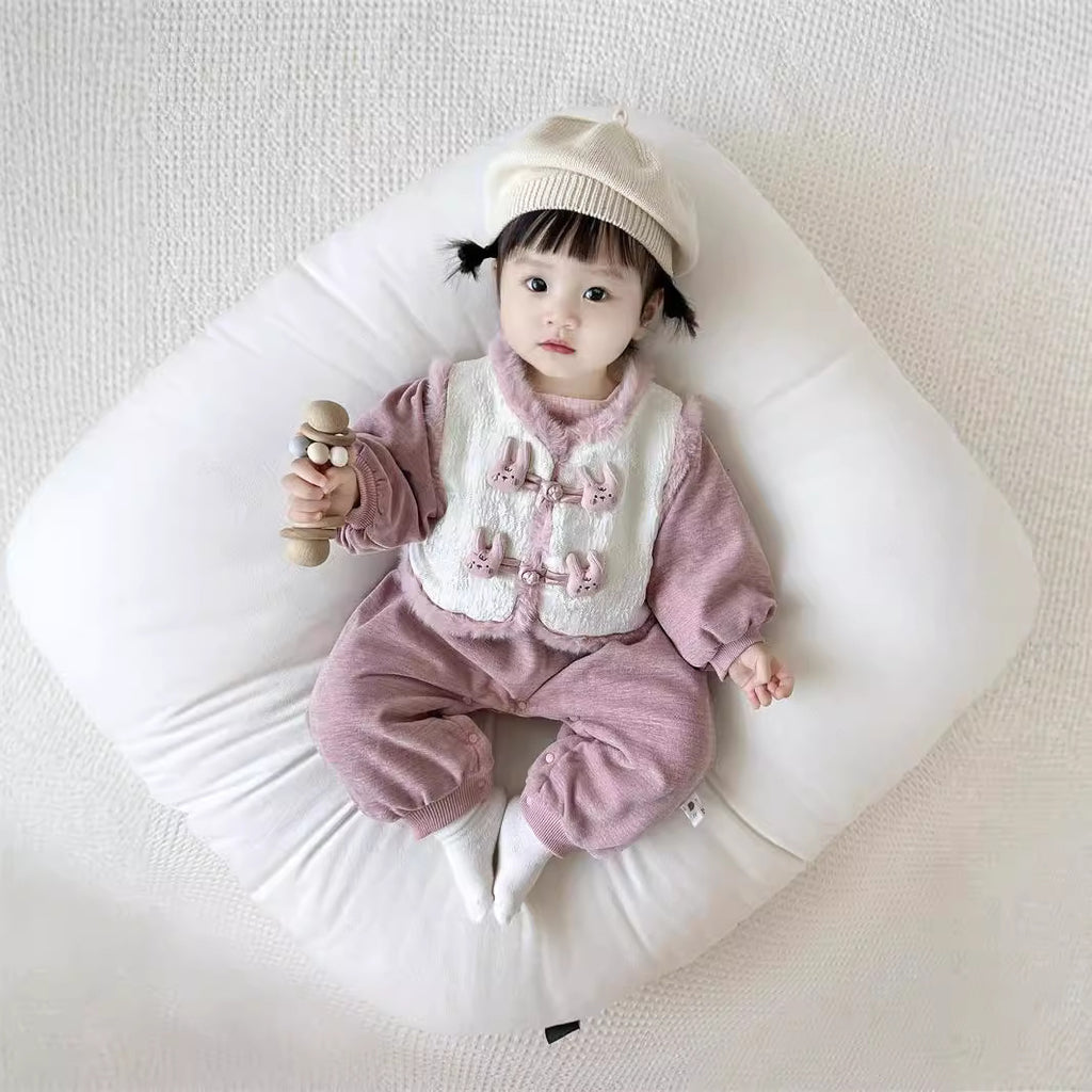 Baby One-Piece Fleece-lined Outfit Cotton-padded Warm Romper