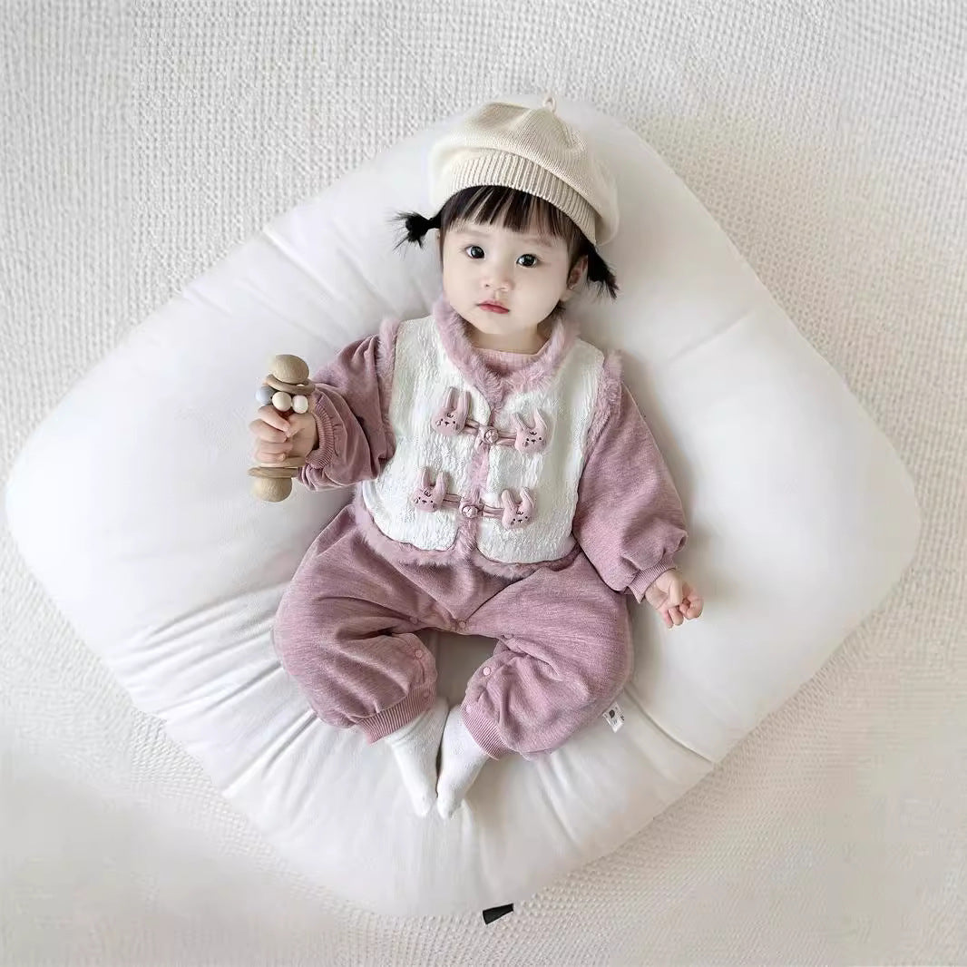 Baby One-Piece Fleece-lined Outfit Cotton-padded Warm Romper