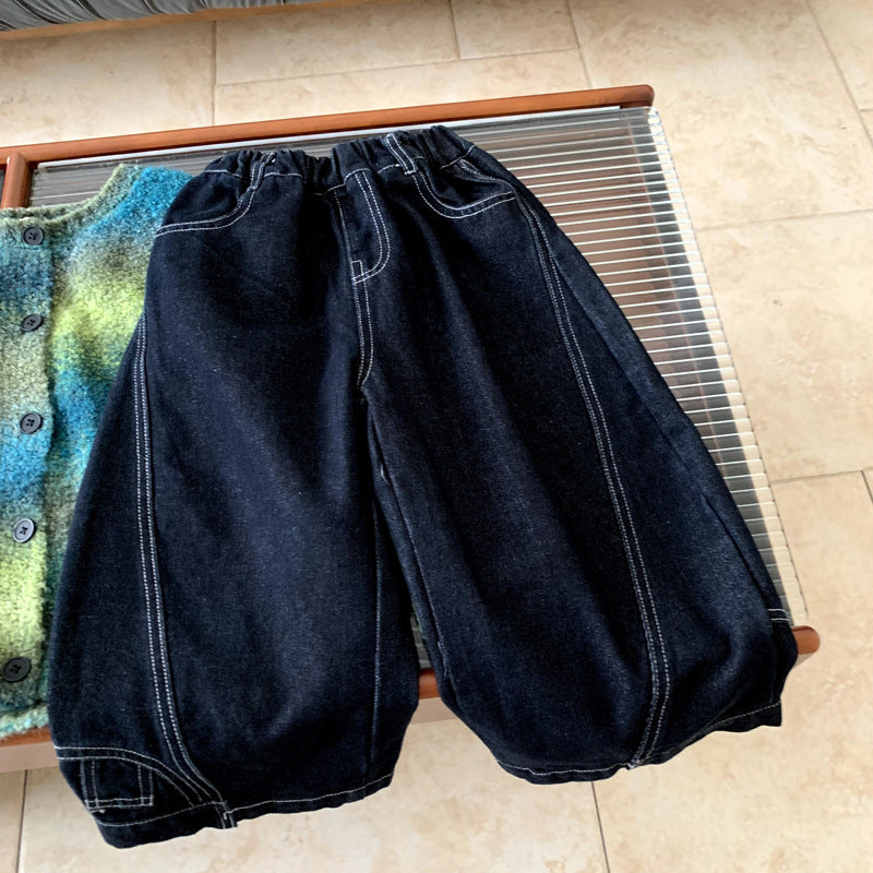 Children's versatile original color jeans
