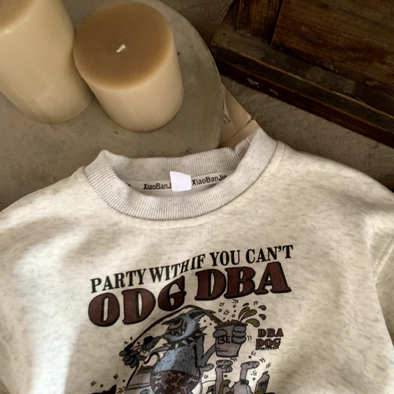 Children's long sleeved baby top casual cartoon printed T-shirt
