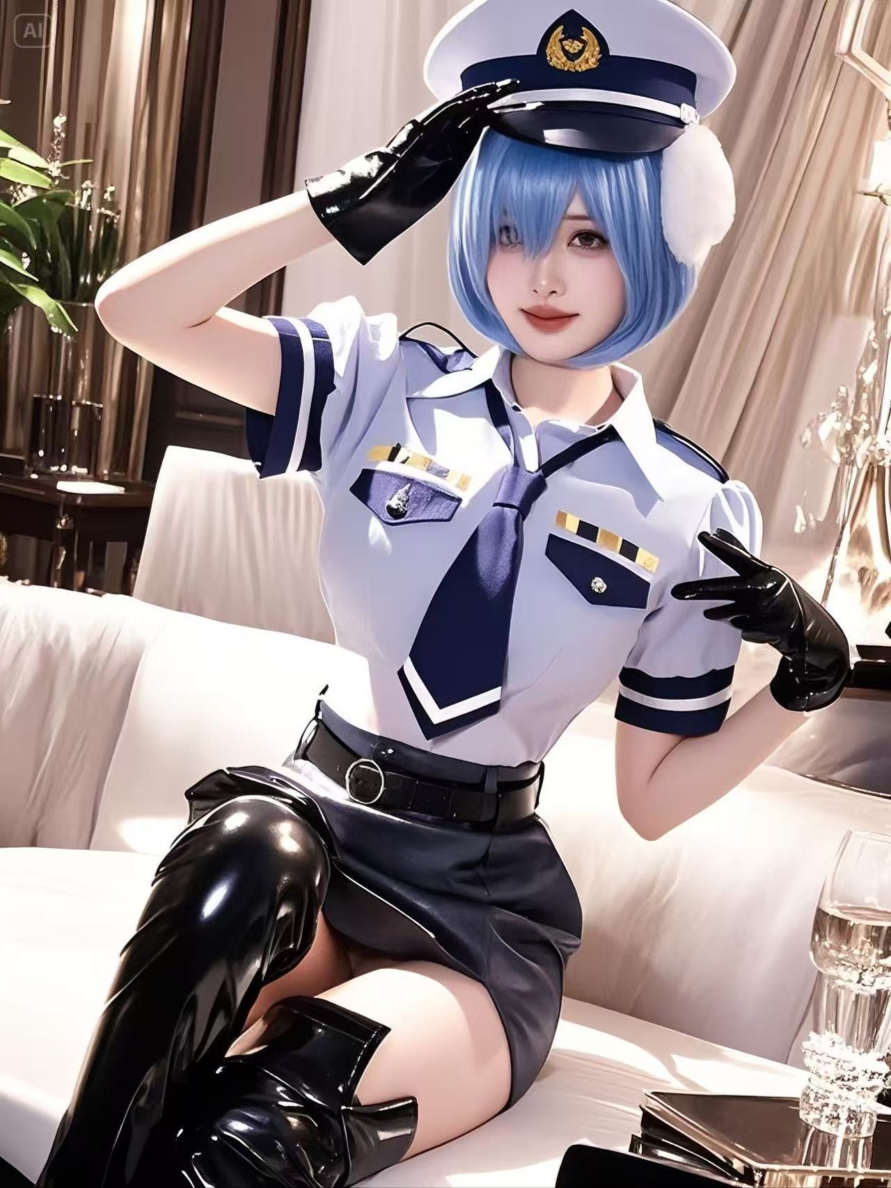 Starting from scratch, life in a different world cos clothing dog dog ear police officer rem cosplay clothing a generation of hair