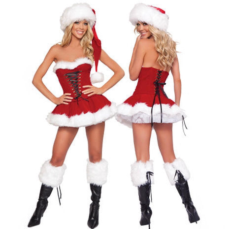 Amazon European and American Sexy Christmas Adult Female Bar Nightclub Night Dance Ds Performance Costume Christmas Dress Short Skirt