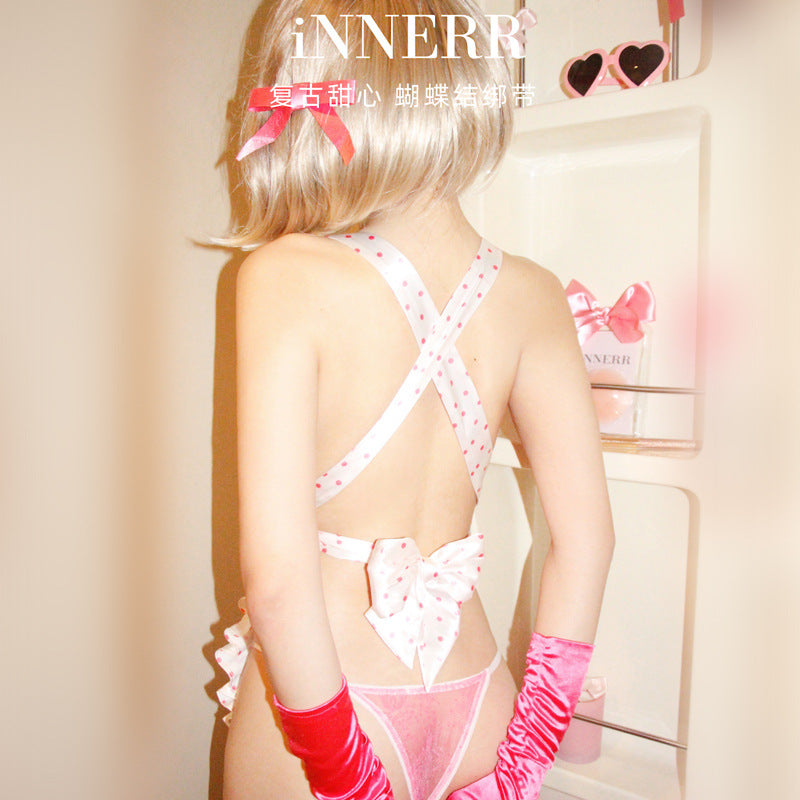 Sexy Lingerie 2024 New Sexy No Polo Dot Kitchen Apron Maid Dress Sexy Uniform cosplay Women