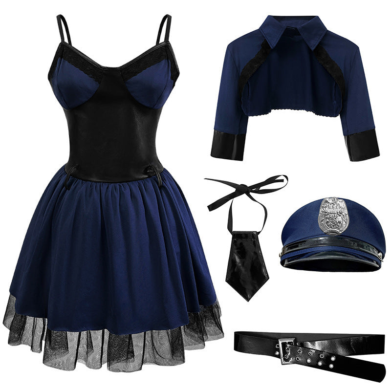 2025 New Halloween Female Police Uniform Nightclub Party Role Play Police Uniform Sexy Stage Performance Costume