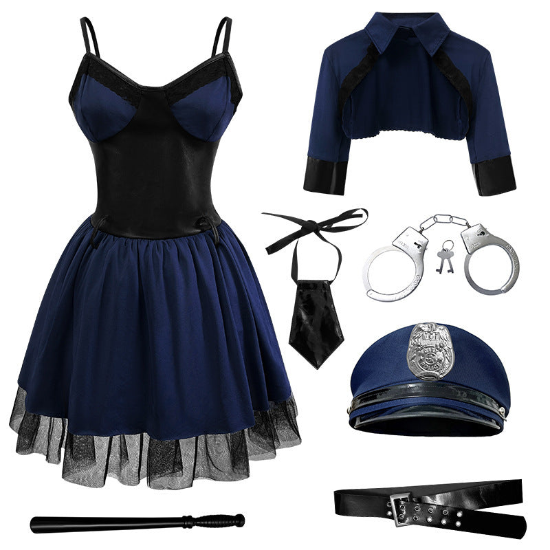 2025 New Halloween Female Police Uniform Nightclub Party Role Play Police Uniform Sexy Stage Performance Costume