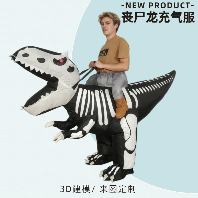 Halloween Zombie Tyrannosaurus Rex Dress-up Costume Funny Atmosphere Dress-up Stage Performance Skull Tyrannosaurus Rex Inflatable Suit