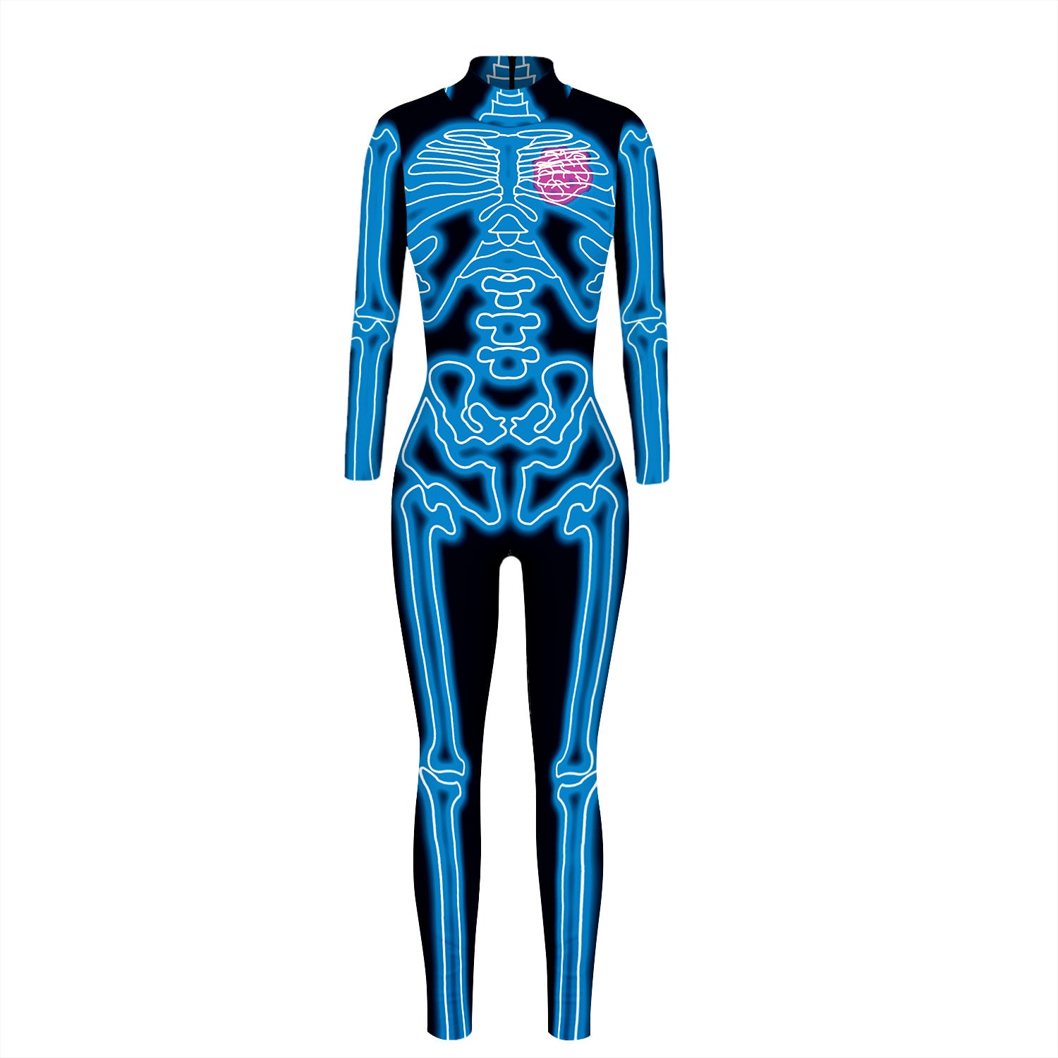 Cross-border popular skeleton ghost clothing 3D digital printing Halloween cosplay play clothing women's tight jumpsuit